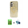 MARSİLYAN™- Galaxy S23 Kılıf Eksen Çizgi - Siyah 3D Antistatik Seramik Nano Ekran Koruyucu + Raze Metal Kamera Lens - SI