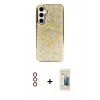 MARSİLYAN™- Galaxy S23 Kılıf Eksen Çizgi - Siyah 6D Mat Seramik Hayalet Nano Ekran Koruyucu + Metal Kamera Lens - KI