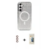 MARSİLYAN™- Galaxy S23 Kılıf Eksen Çizgi - Siyah 6D Mat Seramik Hayalet Nano Ekran Koruyucu + Metal Kamera Lens - KI