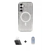 MARSİLYAN™- Galaxy S23 Kılıf Eksen Çizgi - Siyah Joko Magic 5D Cam + Kamera Lens Koruma Cam - SF