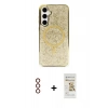 MARSİLYAN™- Galaxy S23 Kılıf Eksen Çizgi - Siyah Mat Seramik Nano Ekran Koruyucu + Metal Kamera Lens - KI