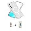 MARSİLYAN™- Galaxy S23 Kılıf Nova Asil Prime - Şeffaf Pasifik Cam Ekran Koruyucu + Metal Kamera Lens - KI