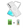 MARSİLYAN™- Galaxy S23 Kılıf Nova Asil Prime - Şeffaf Polymer Nano Ekran Koruyucu + Raze Metal Kamera Lens - GI