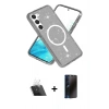 MARSİLYAN™- Galaxy S23 Kılıf Nova Asil Prime - Siyah 3D Antistatik Hayalet Cam Ekran Koruyucu + Kamera Lens Koruma Cam - SF