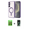 MARSİLYAN™- Galaxy S23 Kılıf Nova Işık Özel Seri - Şeffaf 360 Full Body Arka Koruyucu + Raze Metal Kamera Lens - YL