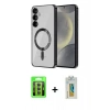 MARSİLYAN™- Galaxy S23 Kılıf Nova Işık Özel Seri - Şeffaf Polymer Nano Ekran Koruyucu + Raze Metal Kamera Lens - GI