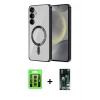MARSİLYAN™- Galaxy S23 Kılıf Nova Işık Özel Seri - Siyah 360 Mat Full Body Arka Koruyucu + Raze Metal Kamera Lens - MR