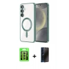 MARSİLYAN™- Galaxy S23 Kılıf Nova Işık Özel Seri - Siyah 3D Antistatik Hayalet Cam Ekran Koruyucu + Raze Metal Kamera Lens - GI