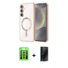 MARSİLYAN™- Galaxy S23 Kılıf Nova Işık Özel Seri - Siyah 3D Antistatik Hayalet Cam Ekran Koruyucu + Raze Metal Kamera Lens - SI
