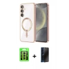 MARSİLYAN™- Galaxy S23 Kılıf Nova Işık Özel Seri - Siyah 3D Antistatik Hayalet Cam Ekran Koruyucu + Raze Metal Kamera Lens - MR
