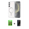 MARSİLYAN™- Galaxy S23 Kılıf Nova Işık Özel Seri - Siyah 3D Antistatik Hayalet Cam Ekran Koruyucu + Raze Metal Kamera Lens - SI