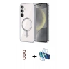 MARSİLYAN™- Galaxy S23 Kılıf Nova Işık Özel Seri - Siyah 3D Antistatik Seramik Nano Ekran Koruyucu + Metal Kamera Lens - KI