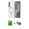 MARSİLYAN™- Galaxy S23 Kılıf Nova Işık Özel Seri - Siyah 3D Antistatik Seramik Nano Ekran Koruyucu + Raze Metal Kamera Lens - GI