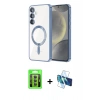 MARSİLYAN™- Galaxy S23 Kılıf Nova Işık Özel Seri - Siyah 3D Antistatik Seramik Nano Ekran Koruyucu + Raze Metal Kamera Lens - GI