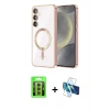 MARSİLYAN™- Galaxy S23 Kılıf Nova Işık Özel Seri - Siyah 3D Antistatik Seramik Nano Ekran Koruyucu + Raze Metal Kamera Lens - GI