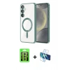 MARSİLYAN™- Galaxy S23 Kılıf Nova Işık Özel Seri - Siyah 3D Antistatik Seramik Nano Ekran Koruyucu + Raze Metal Kamera Lens - GI