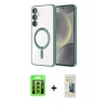 MARSİLYAN™- Galaxy S23 Kılıf Nova Işık Özel Seri - Siyah 6D Mat Seramik Hayalet Nano Ekran Koruyucu + Raze Metal Kamera Lens - SI