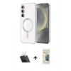 MARSİLYAN™- Galaxy S23 Kılıf Nova Işık Özel Seri - Siyah 6D Mat Seramik Hayalet Nano Ekran Koruyucu + Kamera Lens Koruma Cam - SF