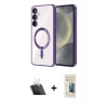 MARSİLYAN™- Galaxy S23 Kılıf Nova Işık Özel Seri - Siyah 6D Mat Seramik Hayalet Nano Ekran Koruyucu + Kamera Lens Koruma Cam - SF