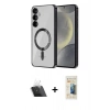 MARSİLYAN™- Galaxy S23 Kılıf Nova Işık Özel Seri - Siyah 6D Mat Seramik Hayalet Nano Ekran Koruyucu + Kamera Lens Koruma Cam - SF