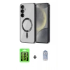 MARSİLYAN™- Galaxy S23 Kılıf Nova Işık Özel Seri - Siyah Joko Magic 5D Cam + Raze Metal Kamera Lens - SH