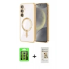 MARSİLYAN™- Galaxy S23 Kılıf Nova Işık Özel Seri - Siyah Mat Seramik Nano Ekran Koruyucu + Raze Metal Kamera Lens - GS