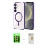 MARSİLYAN™- Galaxy S23 Kılıf Nova Işık Özel Seri - Siyah Mat Seramik Nano Ekran Koruyucu + Raze Metal Kamera Lens - GS