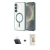 MARSİLYAN™- Galaxy S23 Kılıf Nova Işık Özel Seri - Siyah Mat Seramik Nano Ekran Koruyucu + Şeffaf Kamera Lens Koruma Cam