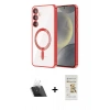 MARSİLYAN™- Galaxy S23 Kılıf Nova Işık Özel Seri - Siyah Mat Seramik Nano Ekran Koruyucu + Şeffaf Kamera Lens Koruma Cam