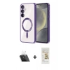 MARSİLYAN™- Galaxy S23 Kılıf Nova Işık Özel Seri - Siyah Mat Seramik Nano Ekran Koruyucu + Şeffaf Kamera Lens Koruma Cam