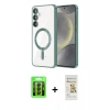 MARSİLYAN™- Galaxy S23 Kılıf Nova Işık Özel Seri - Siyah Mat Seramik Nano Ekran Koruyucu + Siyah Raze Metal Kamera Lens
