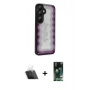 MARSİLYAN™- Galaxy S23 Kılıf Odak Klasik Serisi - Siyah 360 Mat Full Body Arka Koruyucu + Kamera Lens Koruma Cam - SF