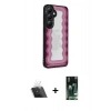 MARSİLYAN™- Galaxy S23 Kılıf Odak Klasik Serisi - Siyah 360 Mat Full Body Arka Koruyucu + Kamera Lens Koruma Cam - SF