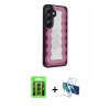 MARSİLYAN™- Galaxy S23 Kılıf Odak Klasik Serisi - Siyah 3D Antistatik Cam Ekran Koruyucu + Raze Metal Kamera Lens - SH