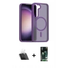MARSİLYAN™- Galaxy S23 Kılıf Siluet Minimal Prime - Siyah 360 Mat Full Body Arka Koruyucu + Kamera Lens Koruma Cam - SF