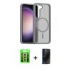MARSİLYAN™- Galaxy S23 Kılıf Siluet Minimal Prime - Siyah 3D Antistatik Hayalet Cam Ekran Koruyucu + Raze Metal Kamera Lens - GS
