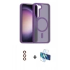 MARSİLYAN™- Galaxy S23 Kılıf Siluet Minimal Prime - Siyah 3D Antistatik Seramik Nano Ekran Koruyucu + Metal Kamera Lens - KI