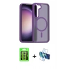 MARSİLYAN™- Galaxy S23 Kılıf Siluet Minimal Prime - Siyah 3D Antistatik Seramik Nano Ekran Koruyucu + Raze Metal Kamera Lens - YL