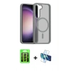 MARSİLYAN™- Galaxy S23 Kılıf Siluet Minimal Prime - Siyah 3D Antistatik Seramik Nano Ekran Koruyucu + Raze Metal Kamera Lens - SH