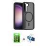 MARSİLYAN™- Galaxy S23 Kılıf Siluet Minimal Prime - Siyah 3D Antistatik Seramik Nano Ekran Koruyucu + Raze Metal Kamera Lens - YL