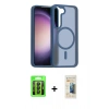 MARSİLYAN™- Galaxy S23 Kılıf Siluet Minimal Prime - Siyah 6D Mat Seramik Hayalet Nano Ekran Koruyucu + Raze Metal Kamera Lens - SH
