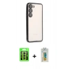 MARSİLYAN™- Galaxy S23 Kılıf Vadi Minimal - Şeffaf Polymer Nano Ekran Koruyucu + Raze Metal Kamera Lens - MR