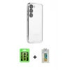 MARSİLYAN™- Galaxy S23 Kılıf Vadi Minimal - Şeffaf Polymer Nano Ekran Koruyucu + Raze Metal Kamera Lens - MR