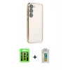 MARSİLYAN™- Galaxy S23 Kılıf Vadi Minimal - Şeffaf Polymer Nano Ekran Koruyucu + Raze Metal Kamera Lens - MR