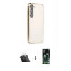 MARSİLYAN™- Galaxy S23 Kılıf Vadi Minimal - Siyah 360 Mat Full Body Arka Koruyucu + Kamera Lens Koruma Cam - SF