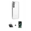 MARSİLYAN™- Galaxy S23 Kılıf Vadi Minimal - Siyah 360 Mat Full Body Arka Koruyucu + Kamera Lens Koruma Cam - SF