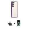 MARSİLYAN™- Galaxy S23 Kılıf Vadi Minimal - Siyah 360 Mat Full Body Arka Koruyucu + Kamera Lens Koruma Cam - SF