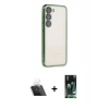 MARSİLYAN™- Galaxy S23 Kılıf Vadi Minimal - Siyah 360 Mat Full Body Arka Koruyucu + Kamera Lens Koruma Cam - SF