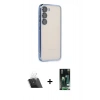 MARSİLYAN™- Galaxy S23 Kılıf Vadi Minimal - Siyah 360 Mat Full Body Arka Koruyucu + Kamera Lens Koruma Cam - SF