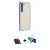 MARSİLYAN™- Galaxy S23 Kılıf Vadi Minimal - Siyah 3D Antistatik Cam Ekran Koruyucu + Kamera Lens Koruma Cam - SF